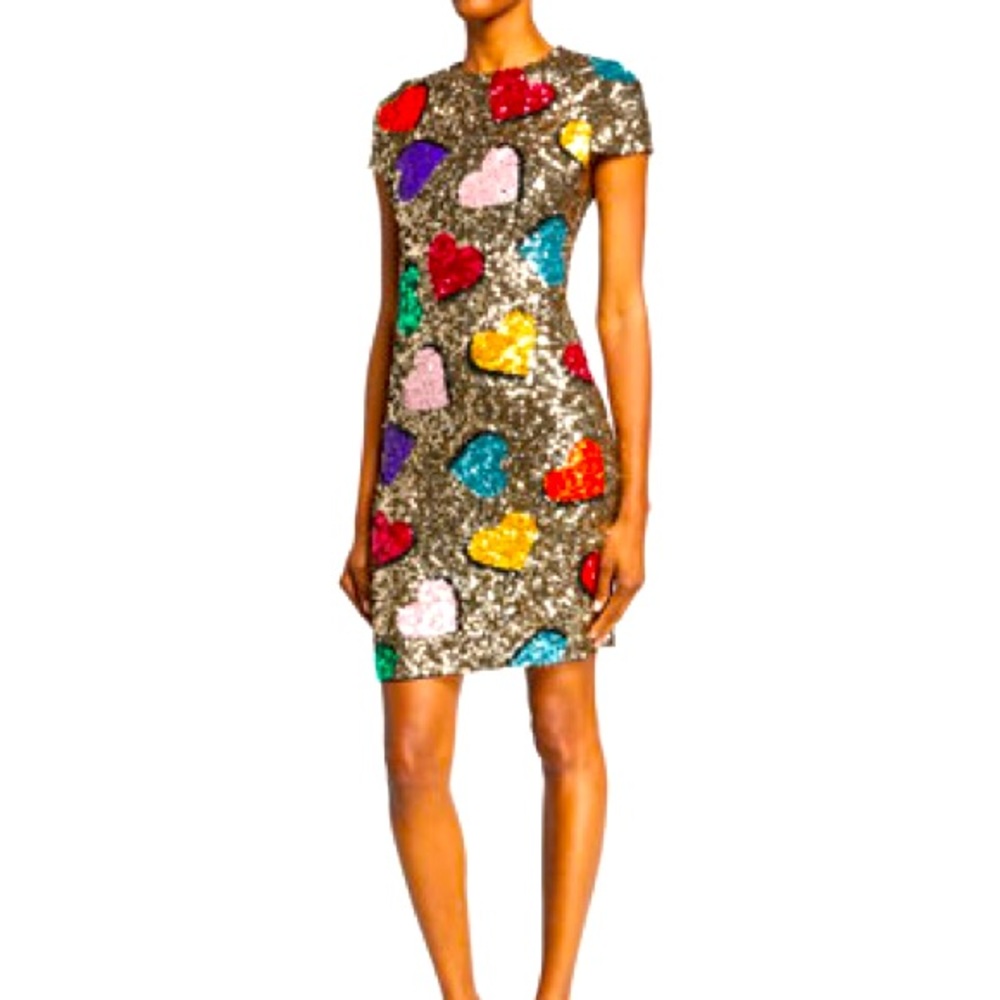 Alice + Olivia “Nat” Heart Sequin mini Dress size 10